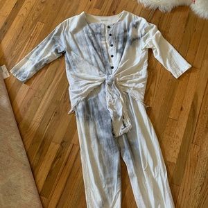 Black Crane Linen Jumpsuit